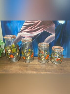 Vintage Arc France Mushroom Canister Set (c. 1977–1981)